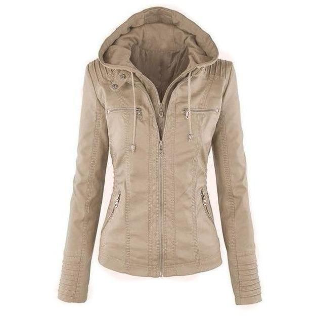 Casual Hooded Leather Jacket